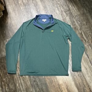 Masters x Peter Millar Quarter Zip Pullover Sweater Green Size L Augusta Golf